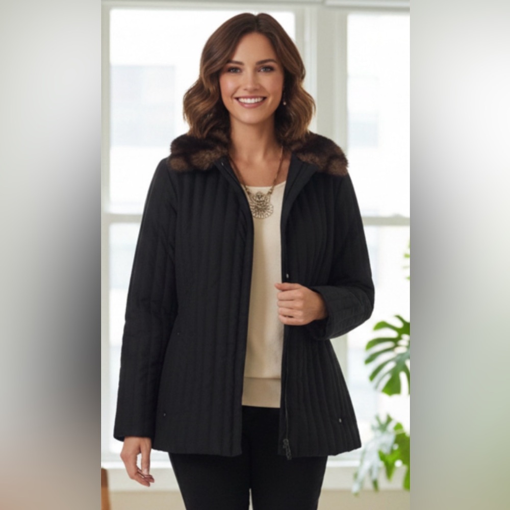 Lauren Ralph Lauren Quilted Faux Fur Jacket Small
